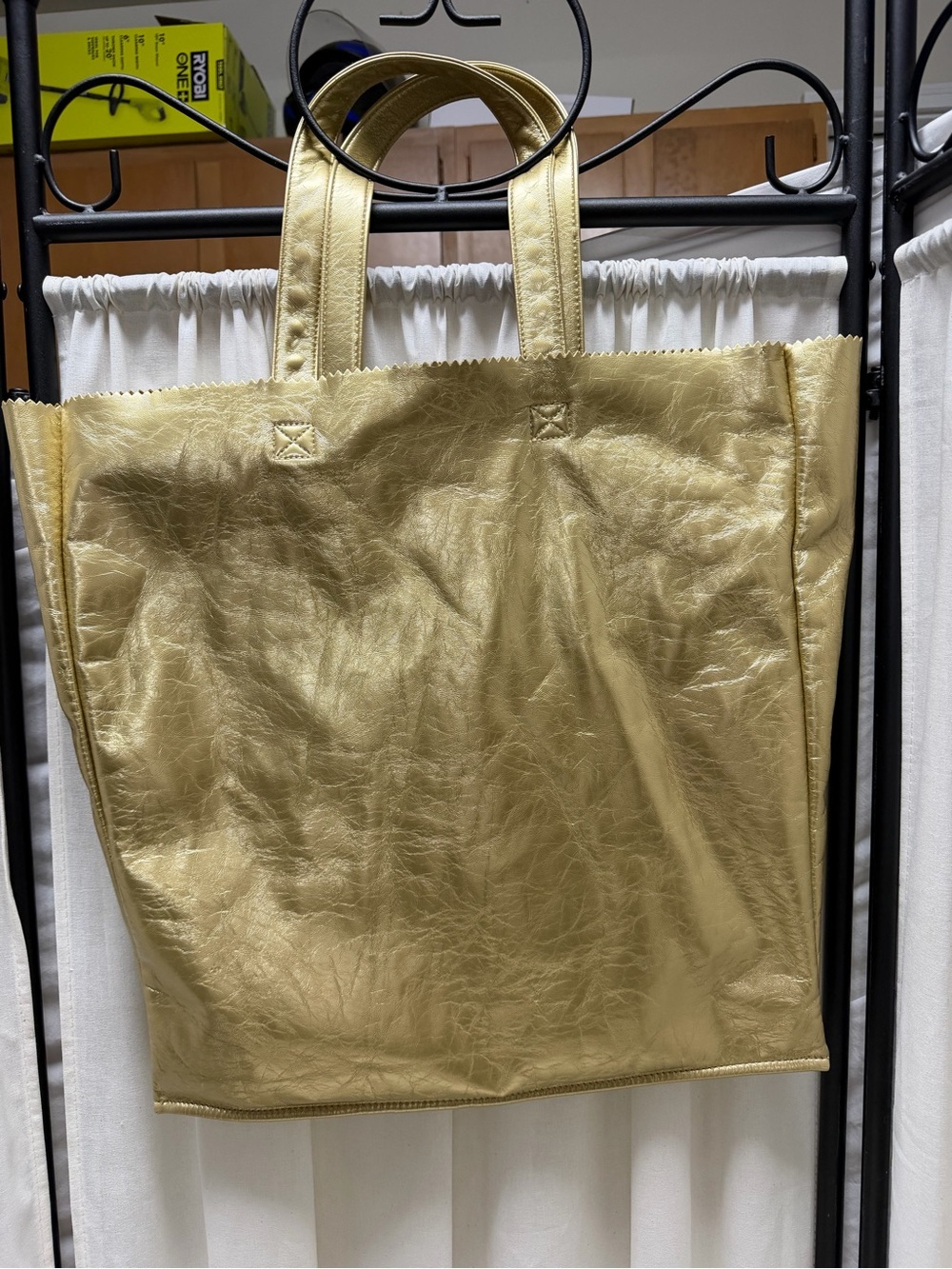 Metallic Gold Tote Bag - Unbranded Elegant Shopper